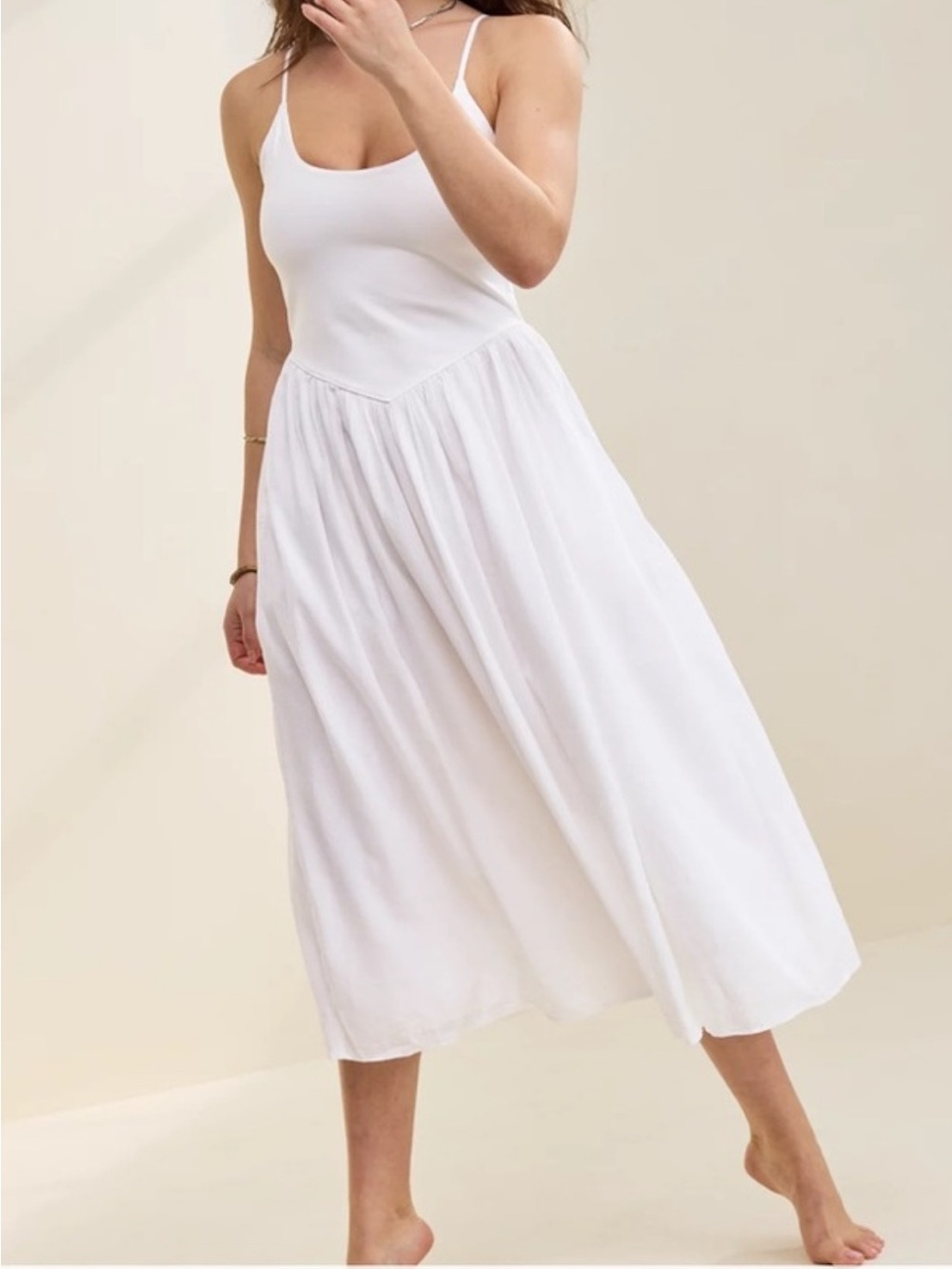 aerie White at the barre Midi Dress